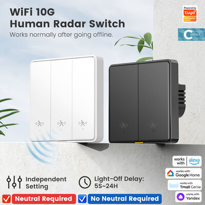 কেনা Tuya WiFi স্মার্ট ১০জি হিউম্যান রাডার মোশন সেন্সর সুইচ ইইউ ওয়াল লাইট সুইচ কোন নিউট্রাল নেই এপি অ্যাপ্লিকেশন রিমোট ভয়েস টাইমার অ্যালার্ম কন্ট্রোল স্মার্ট হোম এর জন্য অনলাইনে উৎপাদন