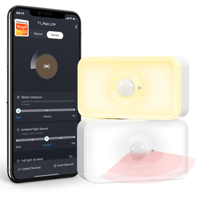 ভালো দাম Tuya motion sensor LED PIR WiFi মানবদেহের গতি সংবেদক উষ্ণ সাদা দ্বৈত রঙের টাইপ সি নাইট লাইট সেন্সর অনলাইন